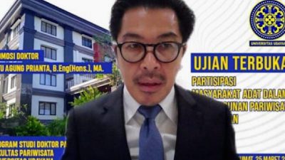 Putu Agung Prianta Raih Gelar Doktor  Pada Sidang Ujian Terbuka Promosi Doktor Fakultas Pariwisata Unud