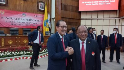 Oka Darmawan Dilantik Sebagai Ketua KONI Bali Masa Bakti 2022 – 2026