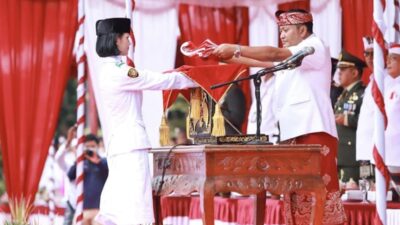 Cuaca Gerimis, Peringatan HUT RI ke-77 Di Gianyar Tetap Bergelora Penuh Khidmat