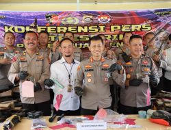 Polres Muara Enim Gelar Konfererensi Pers Operasi Senpi Musi 2023