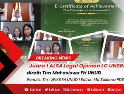 Juara 1 ALSA Legal Opinion LC UNSRI 2023 diraih Tim Mahasiswa FH UNUD