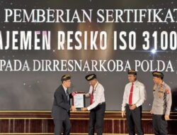 Satuan Reserse Narkoba Polda Bali Menerima sertifikat Manajemen Resiko ISO 31000:2018 Dari Wamenkumham RI