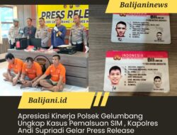 Apresiasi Kinerja Polsek Gelumbang Ungkap Kasus Pemalsuan SIM , Kapolres Andi Supriadi Gelar Press Release