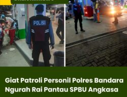 Giat Patroli Personil Polres Bandara Ngurah Rai Pantau SPBU Angkasa