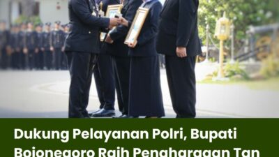 Dukung Pelayanan Polri, Bupati Bojonegoro Raih Penghargaan Tan Hana Dharma Mangrwa