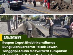 Respon Cepat Bhabinkamtibmas Bungkulan Bersama Polsek Sawan, Tanggapi Aduan Masyarakat Tumpukan Material Pasir Tutupi Badan Jalan