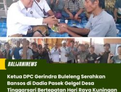 Ketua DPC Gerindra Buleleng Serahkan Bansos di Dadia Pasek Gelgel Desa Tinggarsari Bertepatan Hari Raya Kuningan