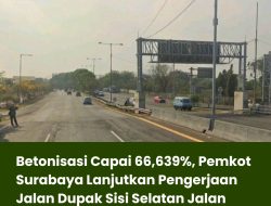 Betonisasi Capai 66,639%, Pemkot Surabaya Lanjutkan Pengerjaan Jalan Dupak Sisi Selatan Jalan