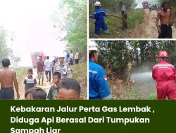 Kebakaran Jalur Perta Gas Lembak , Diduga Api Berasal Dari Tumpukan Sampah Liar