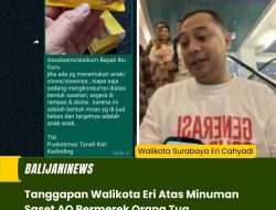 Tanggapan Walikota Eri Atas Minuman Saset AO Bermerek Orang Tua