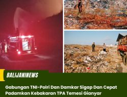 Gabungan TNI-Polri Dan Damkar Sigap Dan Cepat Padamkan Kebakaran TPA Temesi Gianyar