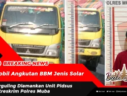 Mobil Angkutan BBM Jenis Solar Terguling Diamankan Unit Pidsus Satreskrim Polres Muba
