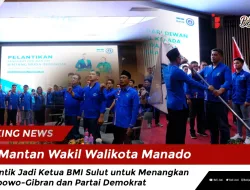 Mantan Wakil Walikota Manado Dilantik Jadi Ketua BMI Sulut untuk Menangkan Prabowo-Gibran dan Partai Demokrat