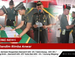 Dandim Rimba Anwar Pimpin Sertijab Pergantian Danramil 404 -01 / Gelumbang , 404-05 / Tanjung Enim , Danramil 404 -07/ Kota Dan 404 – 04 / Gunung Megang