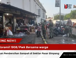 Koramil 1908/Pwk Bersama warga Lakukan Pembersihan Sampah di Sekitar Pasar Simpang