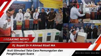 Pj. Bupati Dr H Ahmad Rizali MA Ikuti Simulasi Tata Cara Pemungutan dan Penghitungan Suara