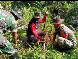 Koramil 1906/Skt Dim 0619/Pwk Bersama Warga Gelar Karya Bhakti Penanaman Pohon