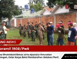 Koramil 1908/Pwk, Bersama Bhabinkamtibmas serta Aparatur Kelurahan Nagri Tengah, Gelar Karya Bakti Pembersihan Selokan/Parit