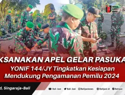 Laksanakan Apel Gelar Pasukan : YONIF 144/JY Tingkatkan Kesiapan Mendukung Pengamanan Pemilu 2024