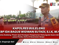 Kapolres Buleleng, Pimpin Apel Persiapan Pengamanan Pemungutan Suara Ulang pasca Pemilu 2024, Di Kecamatan Banjar