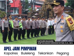 Apel Jam Pimpinan, Kapolres Buleleng Tekankan Pegang Teguh Tri Brata Dan Catur Prasetya Polri Dalam Jalankan Tugas