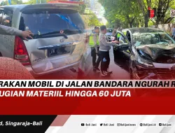 Tabrakan Mobil di Jalan Bandara Ngurah Rai Kerugian Materiil Hingga 60 Juta