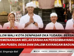 Bacalon Wali Kota Denpasar Oka Yudara : Bersama Tim Pemenangan Melaksanakan Persembayangan Di Pura Puseh, Desa Dan Dalem Kayangan Badung