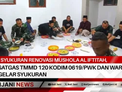 Syukuran Renovasi Mushola AL IFTITAH, Satgas TMMD 120 Kodim 0619/PWK dan Warga Gelar Syukuran