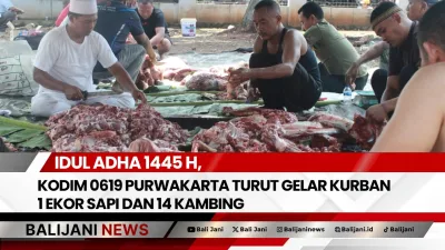 Idul Adha 1445 H, Kodim 0619 Purwakarta Turut Gelar Kurban 1 Sapi Ekor dan 14 Kambing