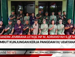 Dandim Jembrana Letkol Inf M. Adriansyah S.I.P, M.I.P. Sambut Kunjungan Kerja Pangdam IX/ Udayana