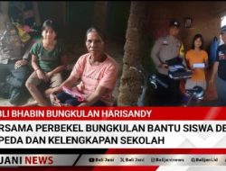 Bli Bhabin Bungkulan Harisandy Bersama Perbekel Bungkulan Bantu Siswa dengan Sepeda dan Kelengkapan Sekolah