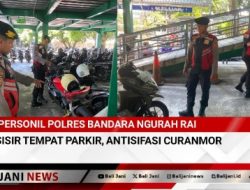 Personil Polres Bandara Ngurah Rai Sisir Tempat Parkir, Antisifasi Curanmor