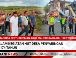 Babinsa Sertu Nyoman Agus Mahendra Kawal 1200 Warga Binaan Dalam Kegiatan HUT Desa Penyaringan Ke 174 Tahun