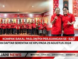 Kompak Bakal Paslon PDI Perjuangan se- Bali Akan Daftar Serentak ke KPU Pada 29 Agustus 2024