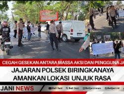 Cegah Gesekan Antara Massa Aksi dan Pengguna Jalan Jajaran Polsek Biringkanaya Amankan Lokasi Unjuk Rasa