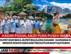 Hadiri Piodalan Di Pura Puseh Wanagiri, Paslon Bupati dan Wakil Bupati Buleleng Sugawa – Suardana Komitmen Menata Wisata Desa dan Tingkatkan Bantuan Subak