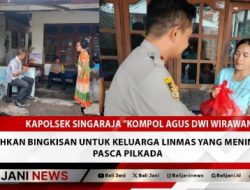 Kapolsek Singaraja “Kompol Agus Dwi Wirawan” Serahkan Bingkisan untuk Keluarga Linmas yang Meninggal Pasca Pilkada