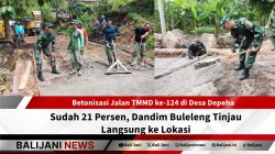 Dandim Buleleng Letkol Kav Angga Nurdyana meninjau betonisasi jalan TMMD ke-124 di Desa Depeha
