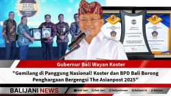 Gubernur Bali Wayan Koster dan Direktur Utama BPD Bali Nyoman Sudharma menerima penghargaan nasional dari The Asianpost di Jakarta, 16 Mei 2025.