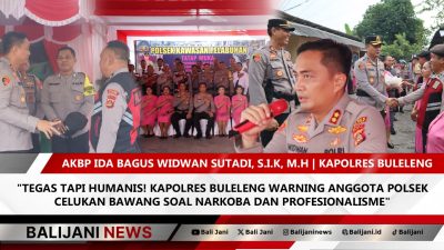 Kapolres Buleleng AKBP Ida Bagus Widwan Sutadi saat memberikan arahan tegas kepada anggota Polsek Celukan Bawang.