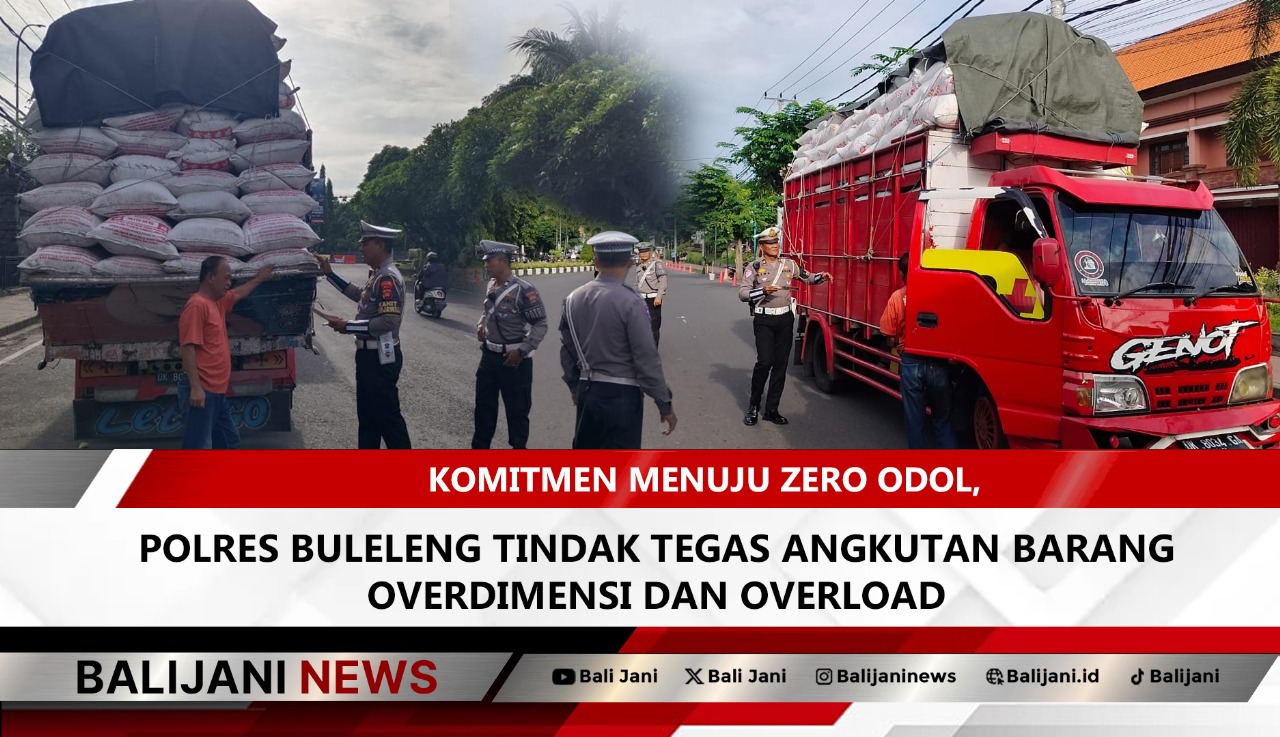Petugas Satlantas Polres Buleleng dan Dishub memeriksa kendaraan angkutan barang di Jalan A. Yani, Singaraja