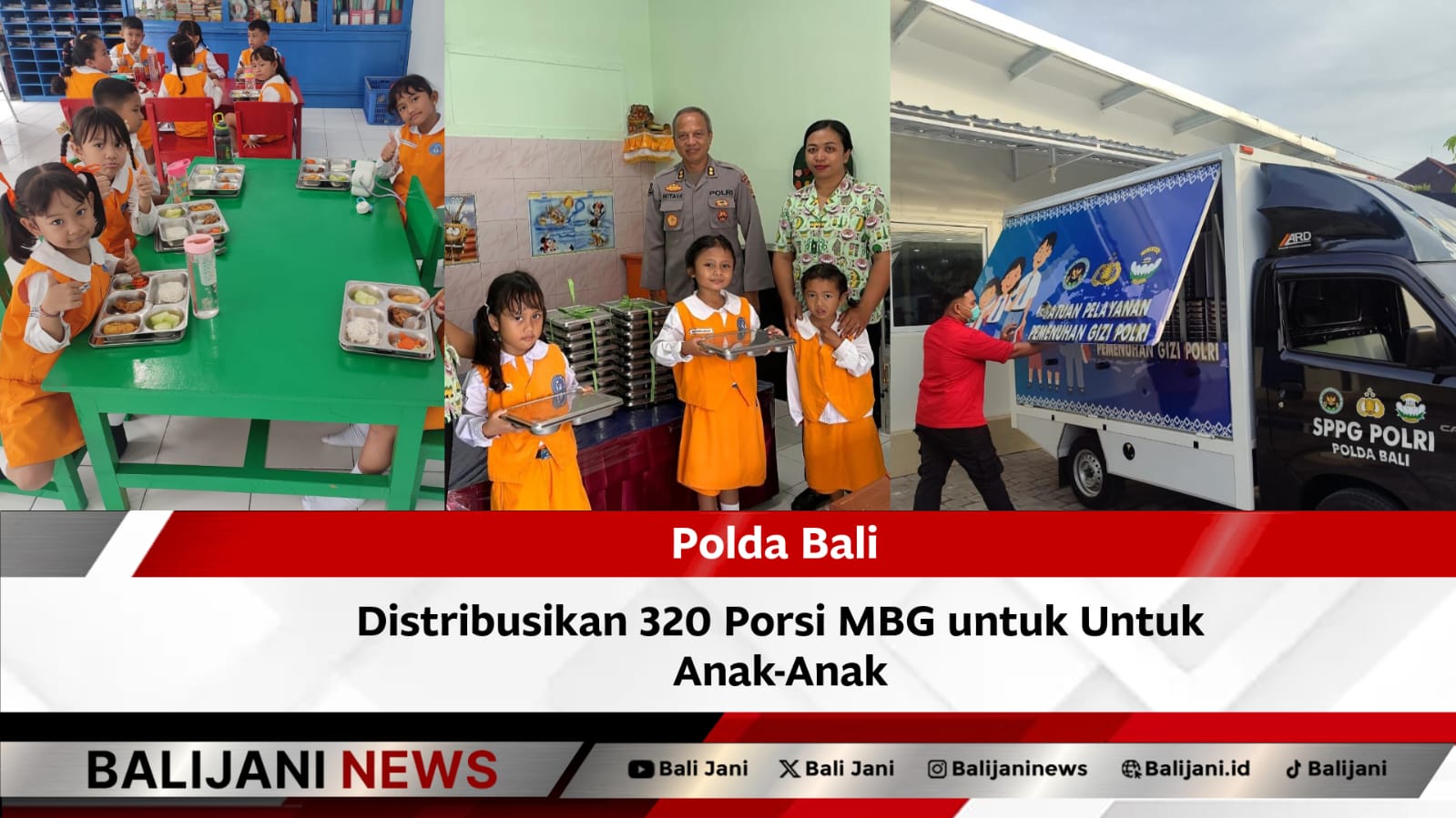 Polda Bali Distribusikan Makanan Bergizi Gratis ke Anak-Anak Sekolah di Denpasar