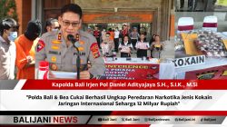 Kapolda Bali Irjen Pol Daniel Adityajaya saat konferensi pers pengungkapan kasus kokain.