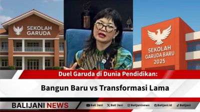 Ilustrasi perbandingan Sekolah Garuda Baru dan Garuda Transformasi sebagai program unggulan pendidikan Indonesia.