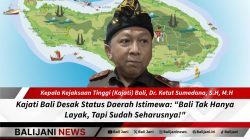 Kajati Bali Ketut Sumedana Usulkan Status Daerah Istimewa untuk Bali dalam acara peresmian Bale Kerta Adhyaksa, Gianyar
