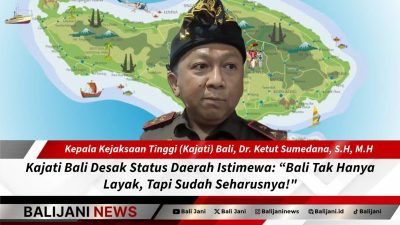 Kajati Bali Ketut Sumedana Usulkan Status Daerah Istimewa untuk Bali dalam acara peresmian Bale Kerta Adhyaksa, Gianyar