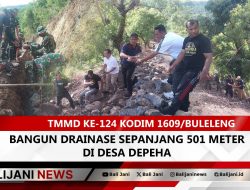 TMMD ke-124 Kodim 1609/Buleleng Bangun Drainase Sepanjang 501 Meter di Desa Depeha