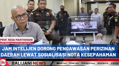 Prof. Reda Manthovani, JAM Intelijen Kejaksaan Agung, berbicara dalam sosialisasi virtual tentang nota kesepahaman pengawasan perizinan daerah, bersama perwakilan KPK, Polri, Kemendagri, dan BAPPISUS.