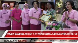 Ketua Yayasan Kemala Bhayangkari Bali Ny Didit Daniel Adityajaya saat perayaan HUT ke-45 di Gedung Presisi Polda Bali