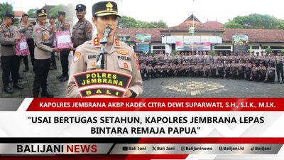 Kapolres Jembrana AKBP Kadek Citra Dewi saat memimpin apel pelepasan Bintara Remaja OAP di Polres Jembrana